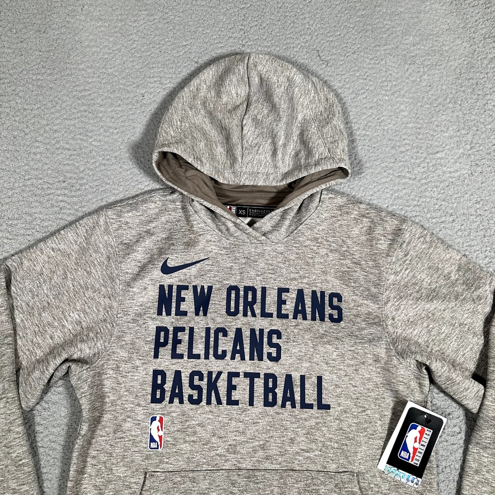 New Orleans Pelicans Hoodie Mens XS Gray Nike Engineered NBA Basketball Logo‎